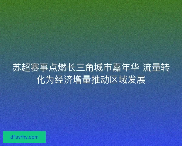 苏超赛事点燃长三角城市嘉年华 流量转化为经济增量推动区域发展